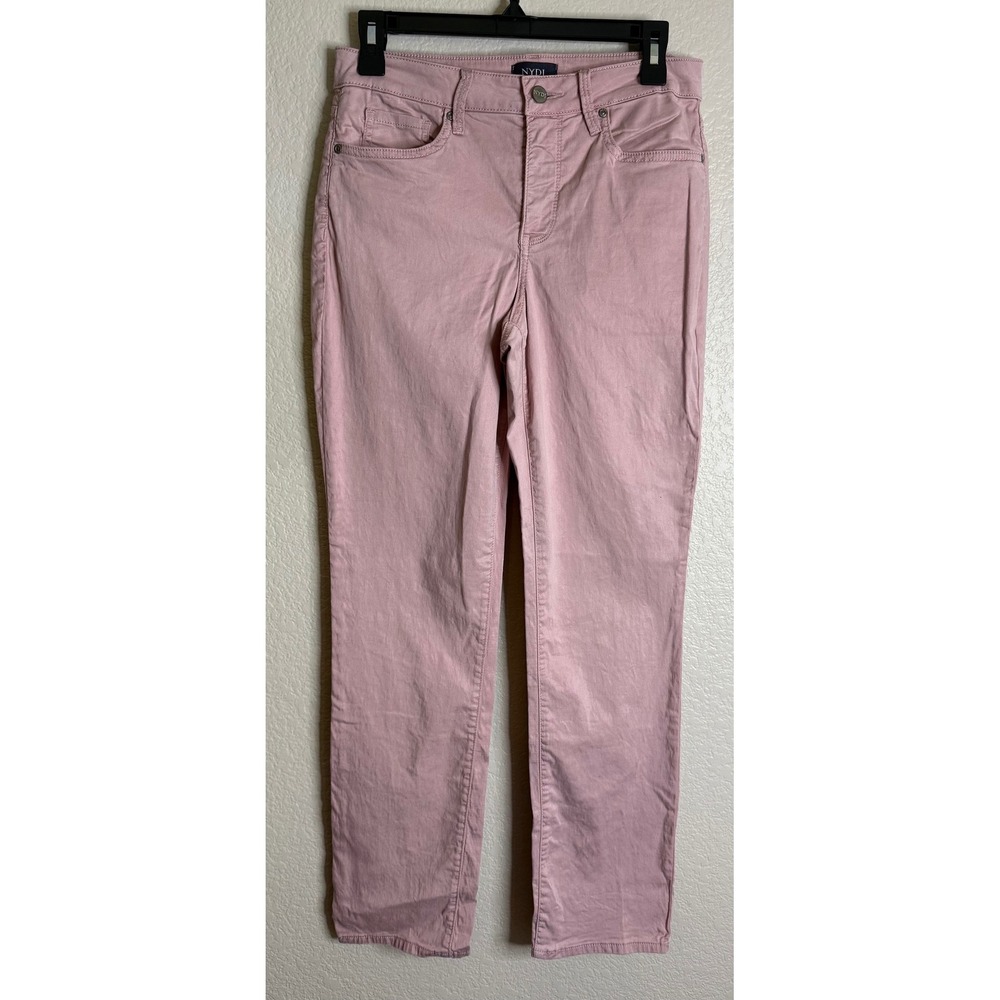 NYDJ Womens 6 Straight Leg Pants Pink Lift Tuck Technology Stretch Denim Preppy